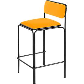 Meet_by_Paperflow Meet by Paperflow Bistro barkruk, staal met kunstlederen bekleding, zithoogte 850 mm, met rugleuning, B 485 x D 435 x H 1060 mm, 2 stuks, zwart/saffraan