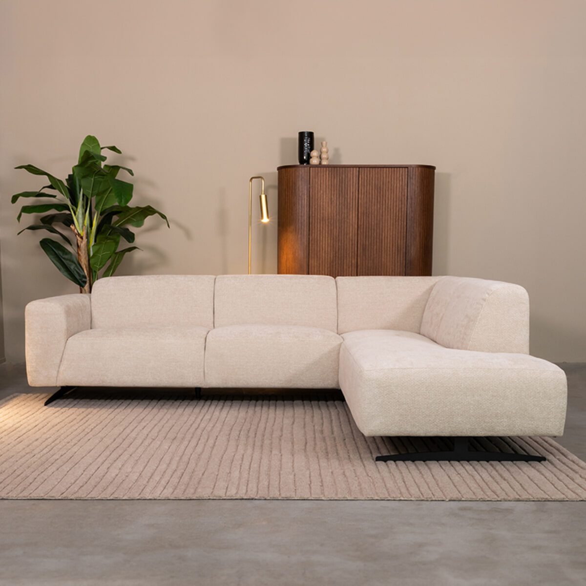 LABEL51 Loungebank Rodano Rechts, Elite stof - Naturel