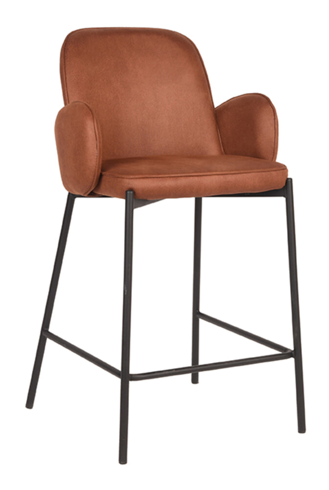 LABEL51 Barkruk Jari Microfiber - Cognac (zithoogte 65cm)