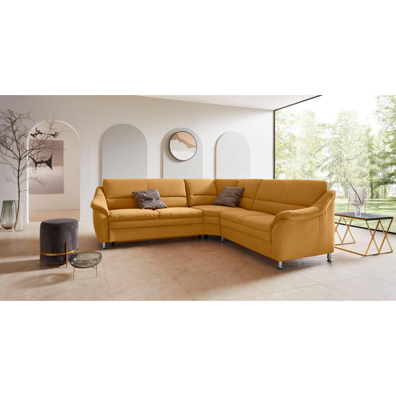 Places of Style Hoekbank Cardoso L-vorm met trapezehoek voor meer zitcomfort, naar keuze ook met slaapfunctie