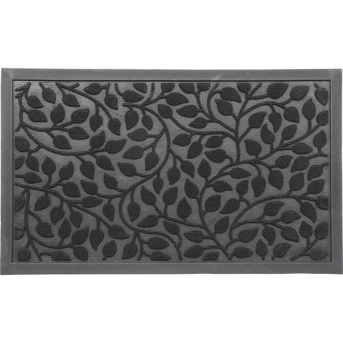Luance Deurmat Feuillage - zwart - rubber - rechthoek - 75 x 45 cm - schoonloopmat -