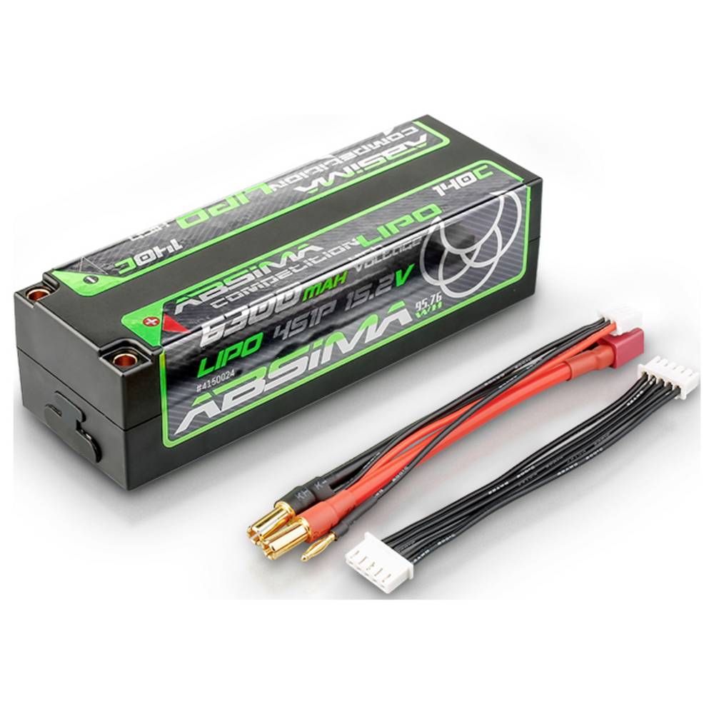 Absima LiPo accupack 15.2 V 6300 mAh Aantal cellen: 4 140 C Hardcase 5 mm, T-stekkers