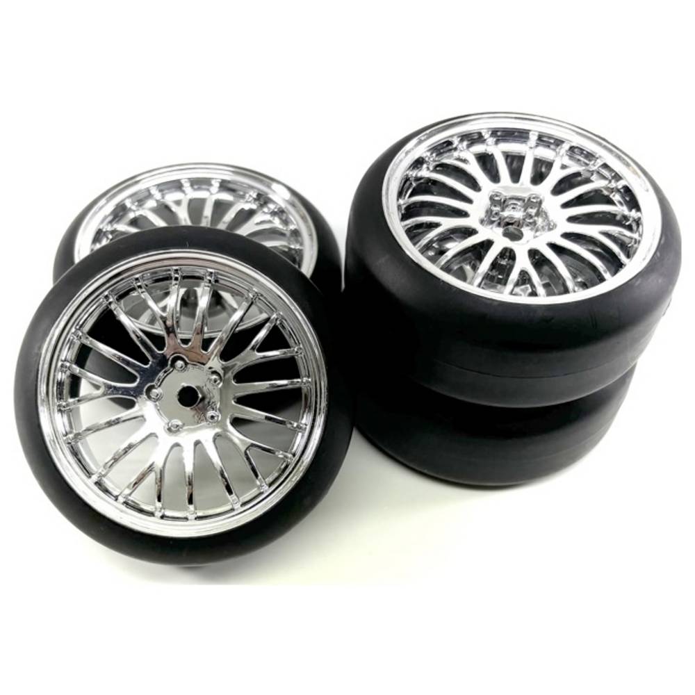 1:10 Straatmodel Complete wielen Drift Chroom 4 stuk(s)