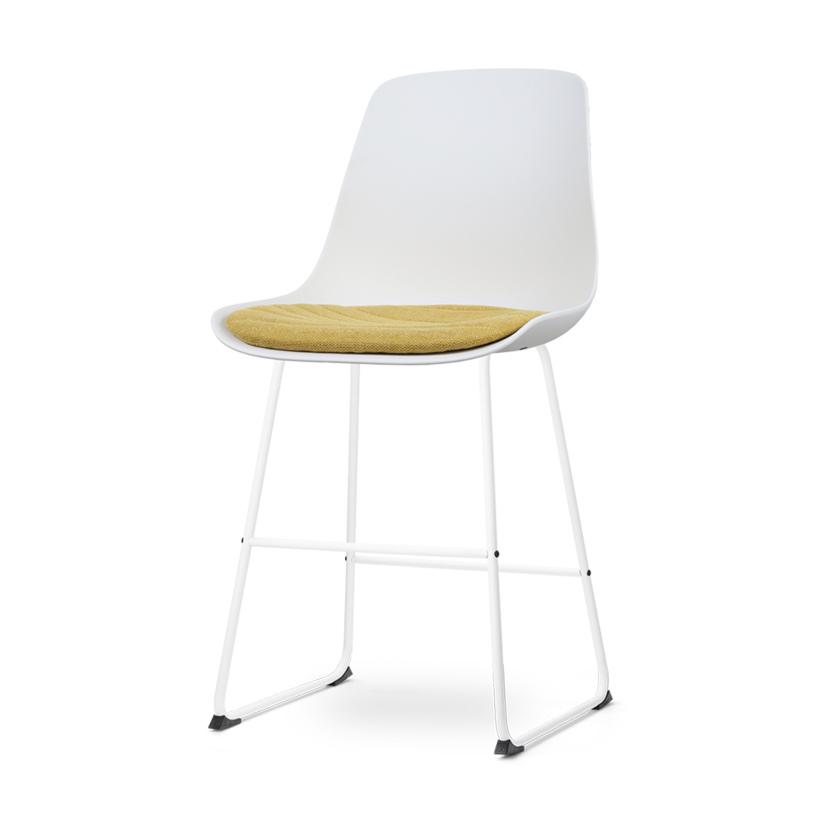 Nolon Nino-Liv barkruk wit met okergeel zitkussen - wit onderstel - 65 cm