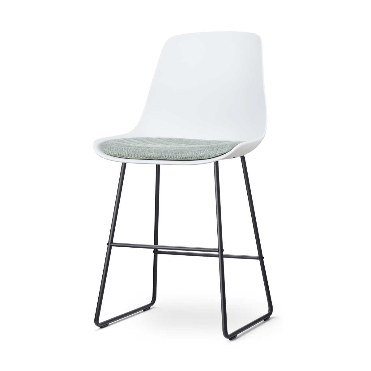 Nolon Nino-Liv barkruk wit met zacht groen zitkussen - zwart onderstel - 65 cm