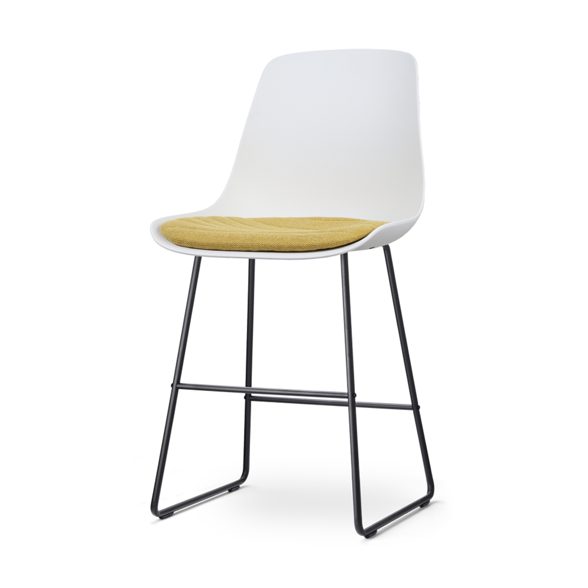 Nolon Nino-Liv barkruk wit met okergeel zitkussen - zwart onderstel - 65 cm