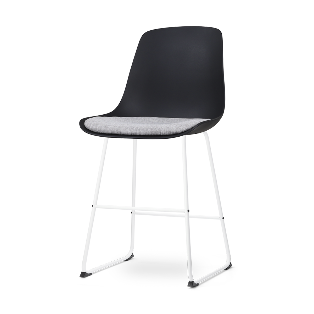 Nolon Nino-Liv barkruk zwart met lichtgrijs zitkussen - wit onderstel - 65 cm