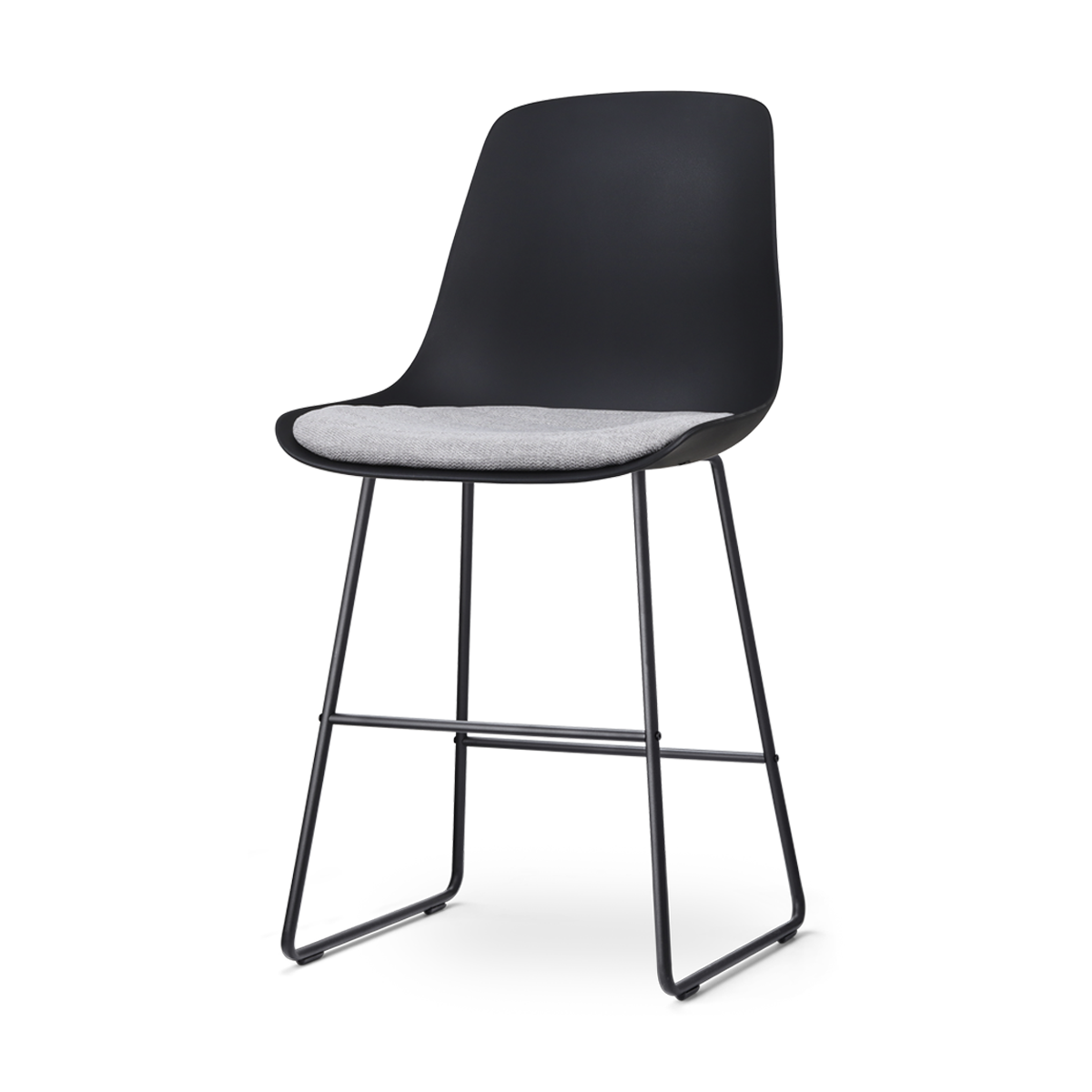 Nolon Nino-Liv barkruk zwart met lichtgrijs zitkussen - zwart onderstel - 65 cm