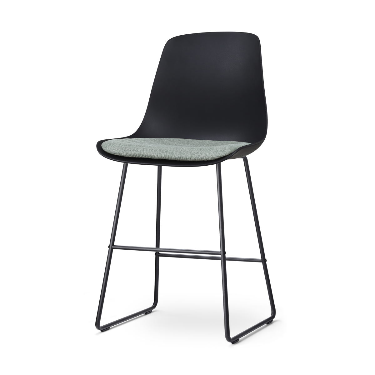 Nolon Nino-Liv barkruk zwart met zacht groen zitkussen - zwart onderstel - 65 cm