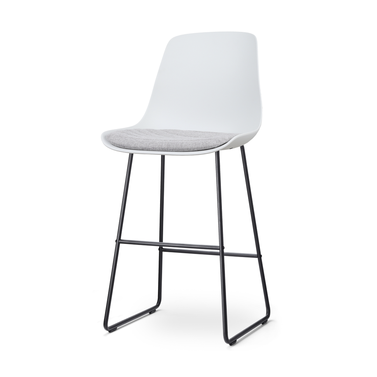 Nolon Nino-Liv barkruk wit met lichtgrijs zitkussen - zwart onderstel - 75 cm