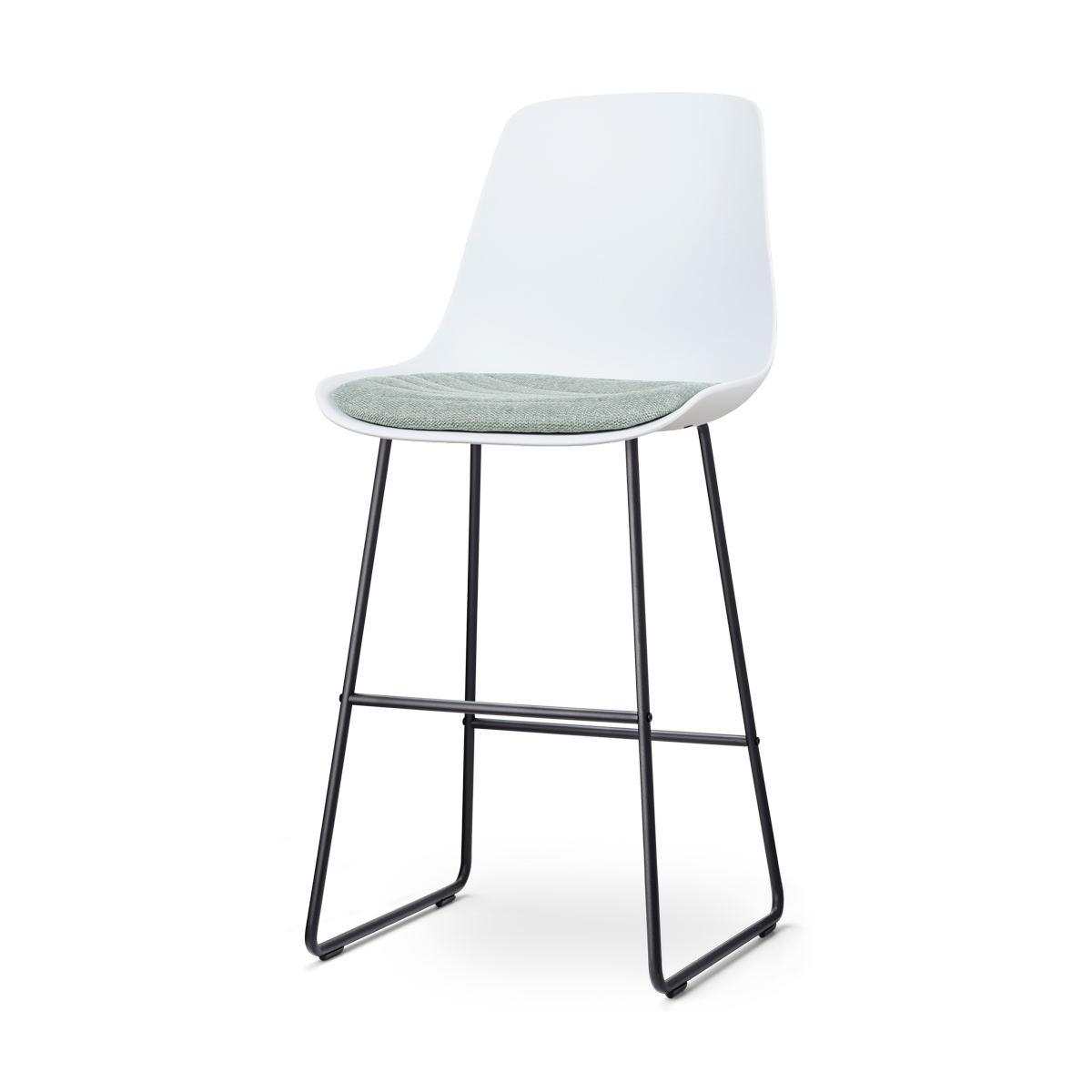 Nolon Nino-Liv barkruk wit met zacht groen zitkussen - zwart onderstel - 75 cm