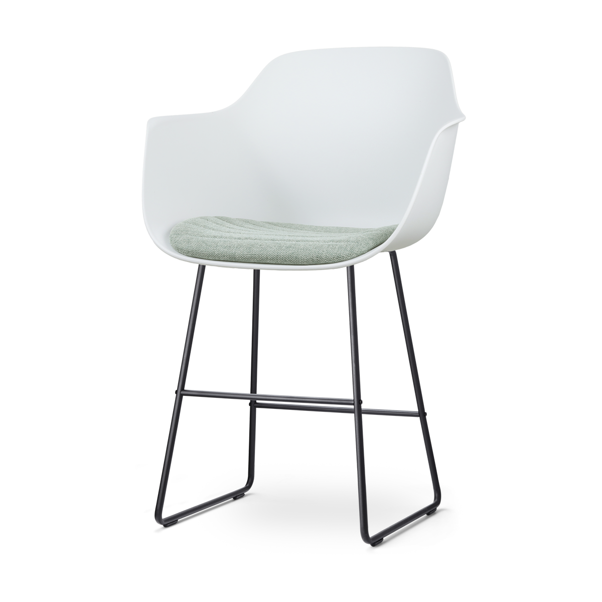 Nolon Nino-Liz barkruk wit met zacht groen zitkussen - zwart onderstel - 65 cm