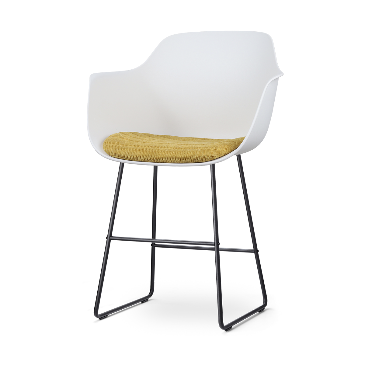 Nolon Nino-Liz barkruk wit met okergeel zitkussen - zwart onderstel - 65 cm