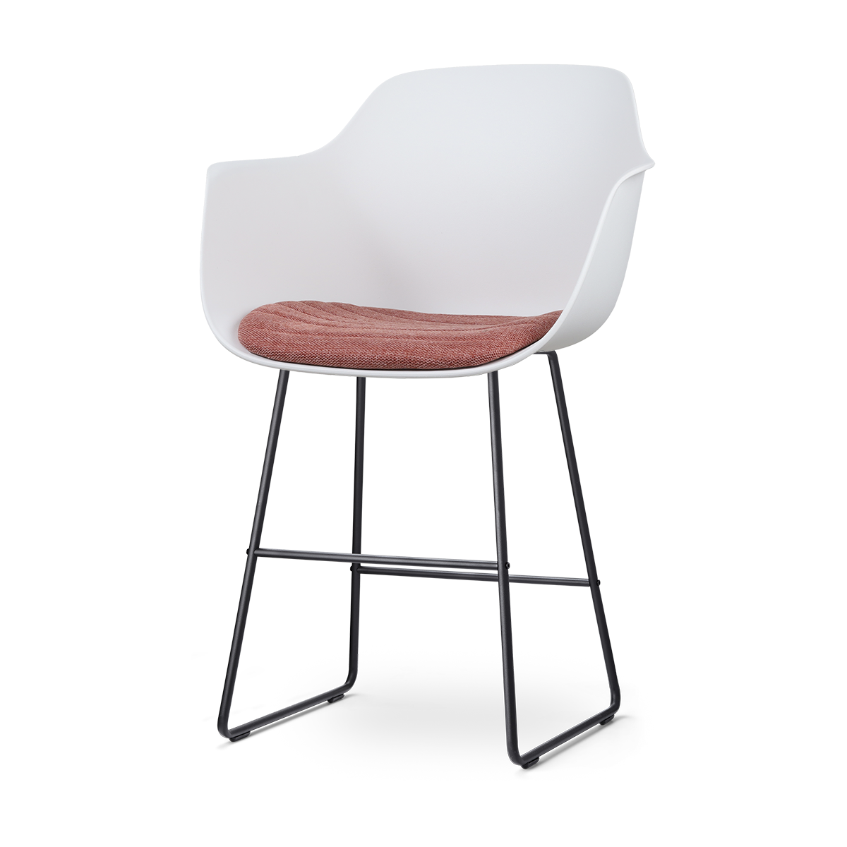 Nolon Nino-Liz barkruk wit met terracotta rood zitkussen - zwart onderstel - 65 cm