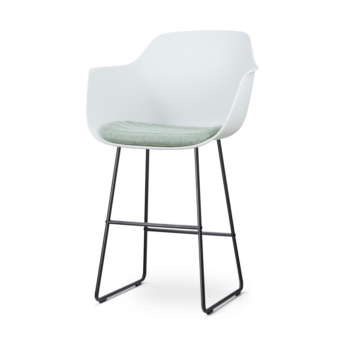 Nolon Nino-Liz barkruk wit met zacht groen zitkussen - zwart onderstel - 75 cm