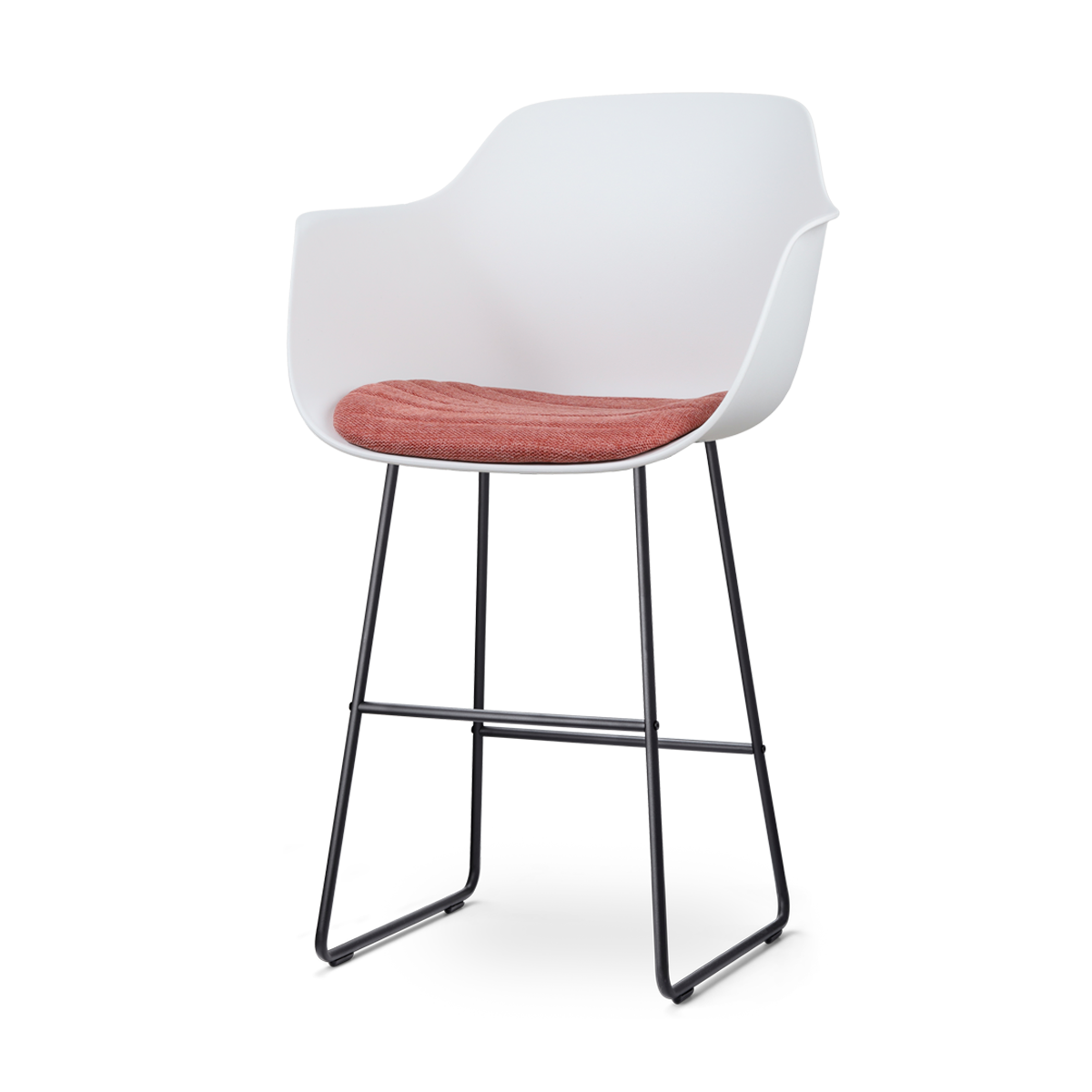 Nolon Nino-Liz barkruk wit met terracotta rood zitkussen - zwart onderstel - 75 cm