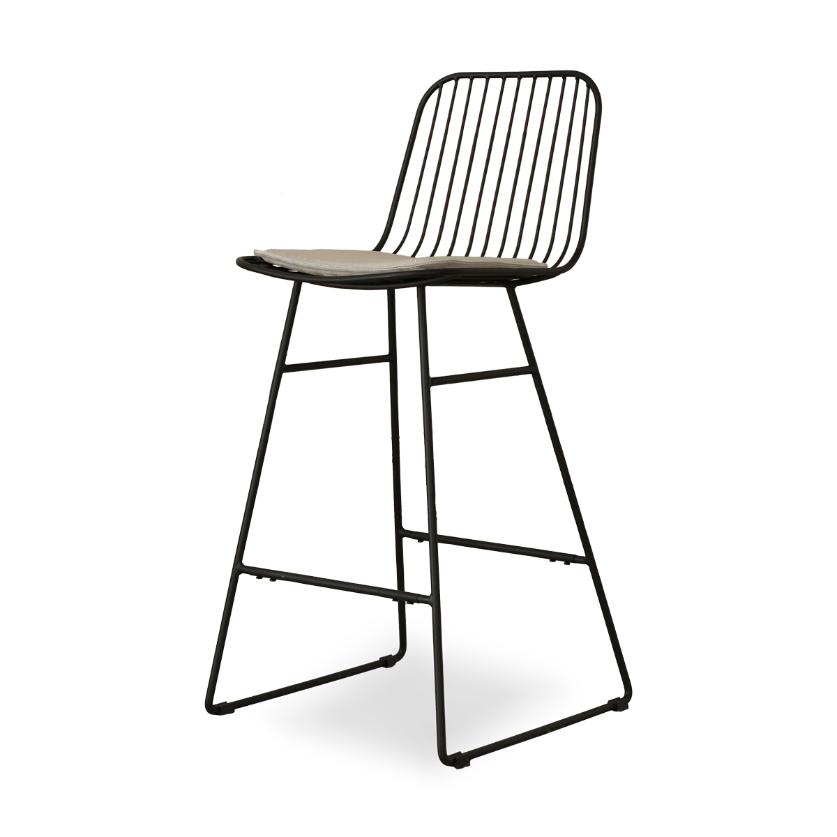 Nolon Pelle metalen barkruk zwart - met zitkussen - 65 cm
