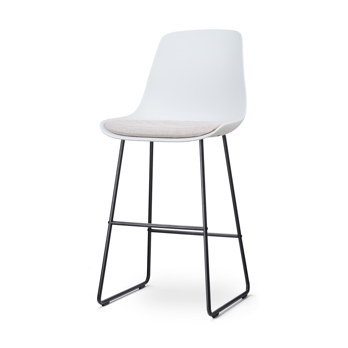 Nolon Nino-Liv barkruk wit met beige zitkussen - zwart onderstel - 75 cm