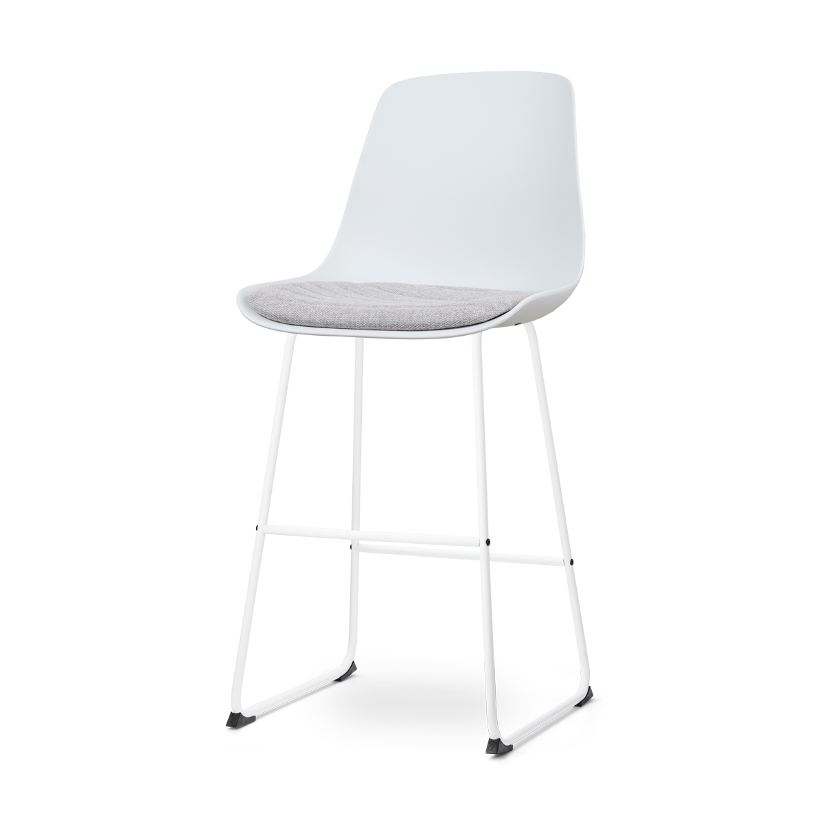 Nolon Nino-Liv barkruk wit en lichtgrijs zitkussen - wit onderstel - 75 cm