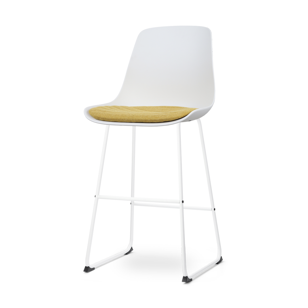 Nolon Nino-Liv barkruk wit en okergeel zitkussen - wit onderstel - 75 cm