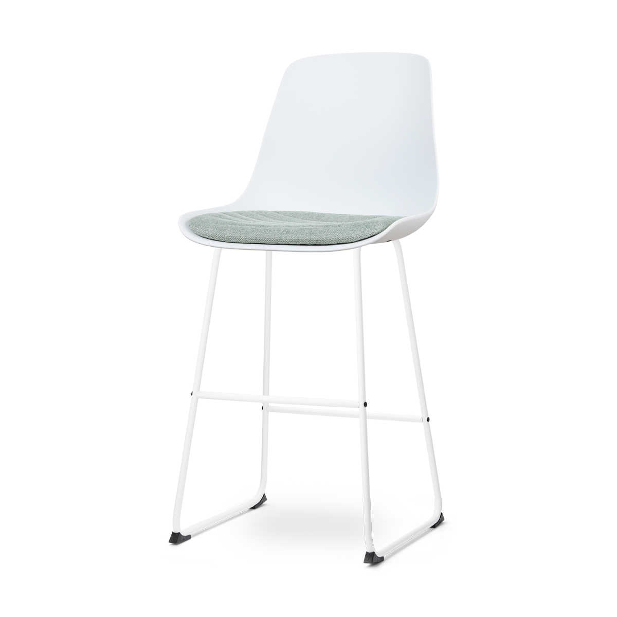 Nolon Nino-Liv barkruk wit en zacht groen zitkussen - wit onderstel - 75 cm