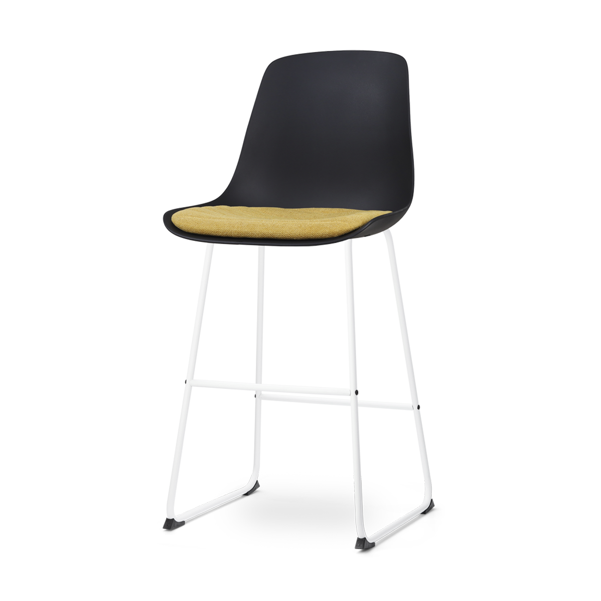 Nolon Nino-Liv barkruk zwart en okergeel zitkussen - wit onderstel - 75 cm