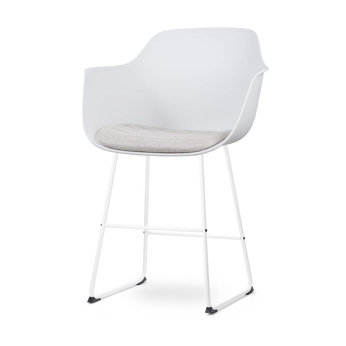 Nolon Nino-Liz barkruk wit met beige zitkussen - wit onderstel - 65 cm