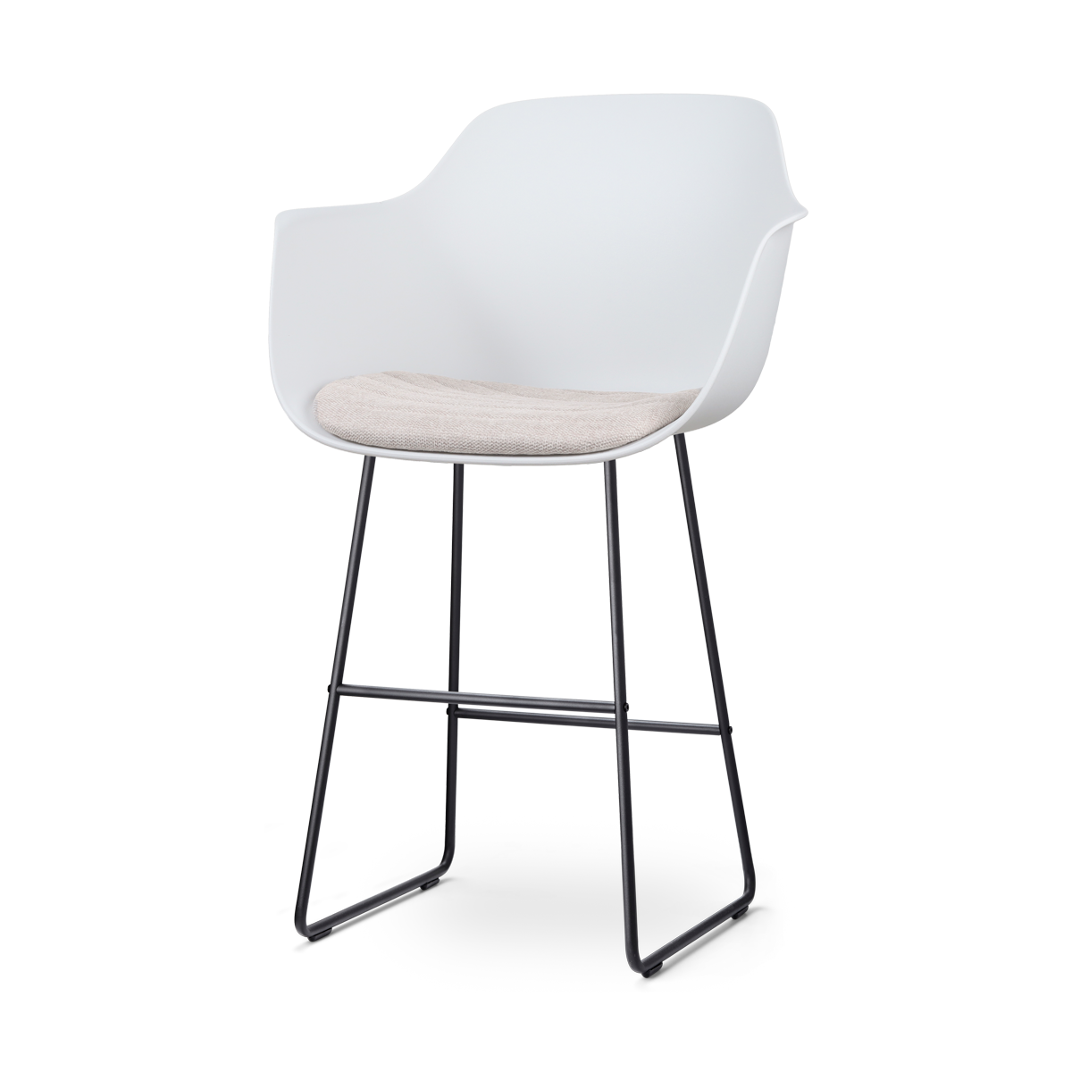 Nolon Nino-Liz barkruk wit met beige zitkussen - zwart onderstel - 75 cm