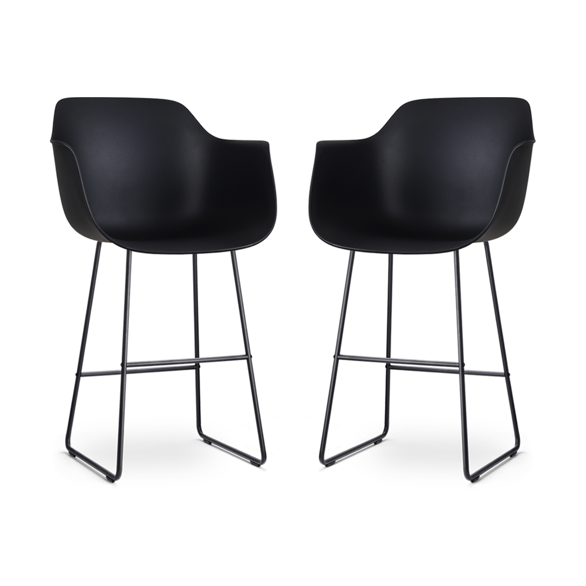 Nolon Nino-Puk barkruk zwart - zwart onderstel - 75 cm - set van 2