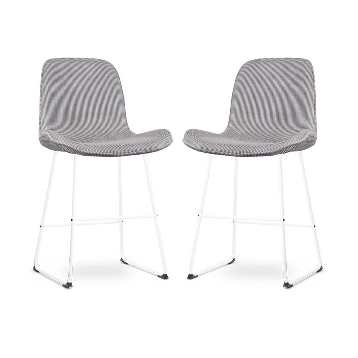 Nolon Nino-Fé barkruk rib warm grijs - wit onderstel - 65 cm - set van 2