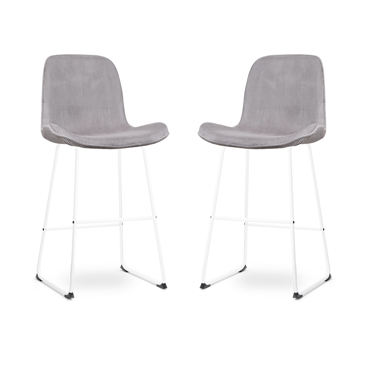 Nolon Nino-Fé barkruk rib warm grijs - wit onderstel - 75 cm - set van 2