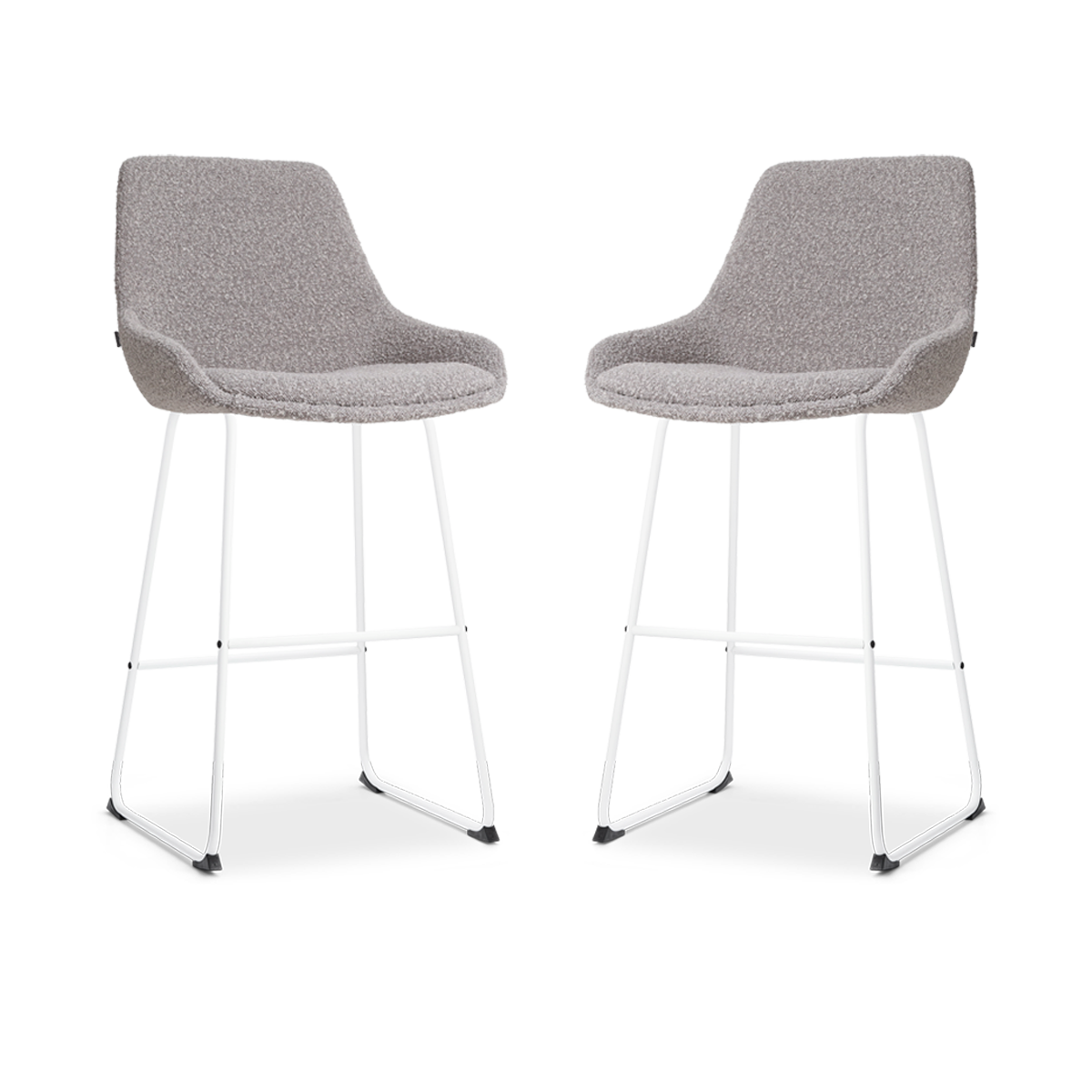 Nolon Nino-Isa barkruk bouclé taupe - wit onderstel - 75 cm - set van 2