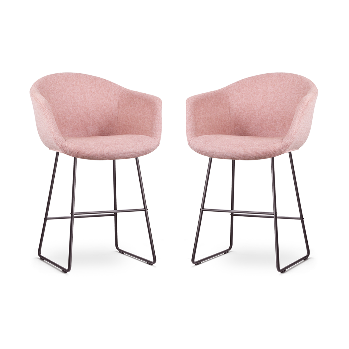 Nolon Nino-Otis barkruk zacht roze - zwart onderstel - 65 cm - set van 2