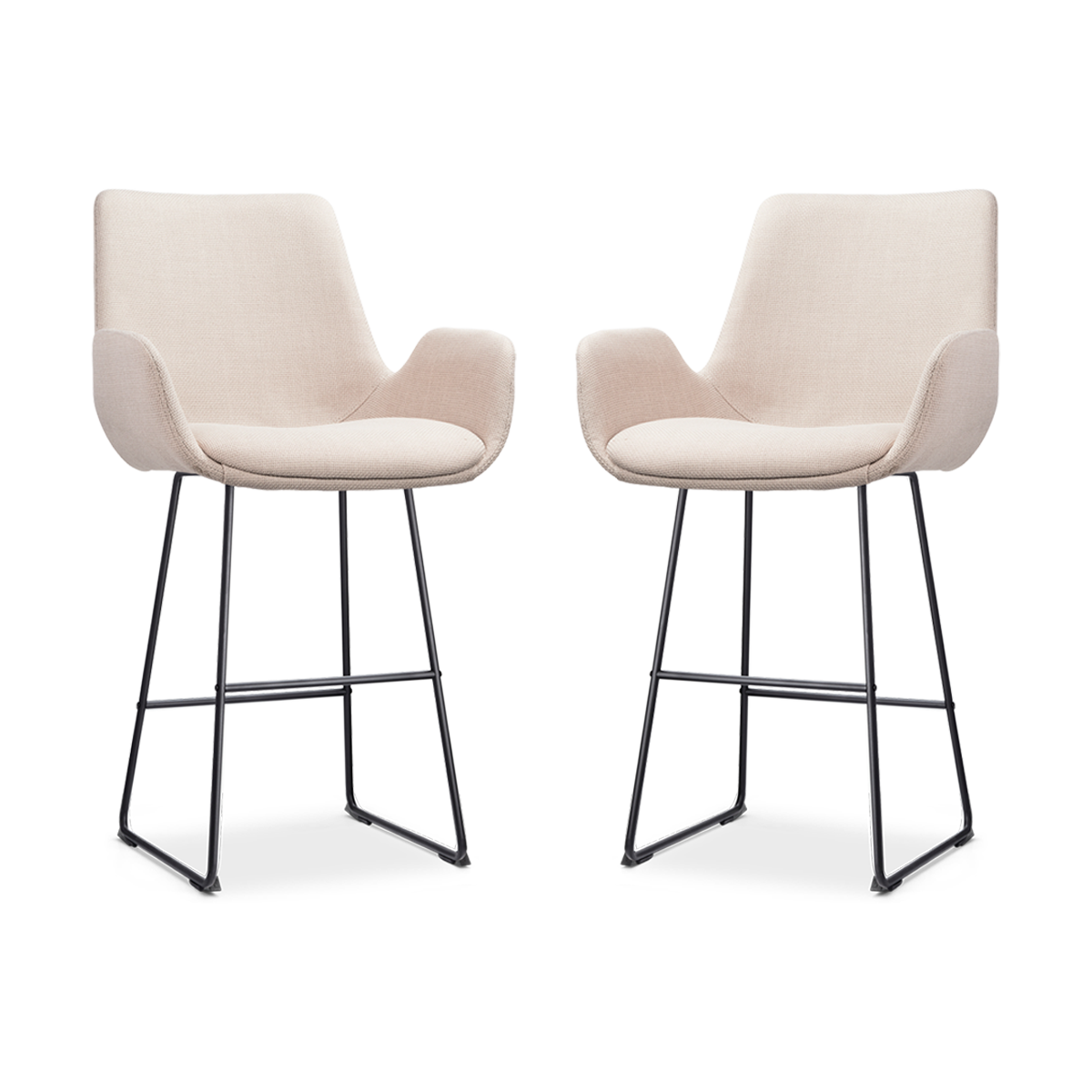 Nolon Nino-Eef barkruk beige - zwart onderstel - 65 cm - set van 2