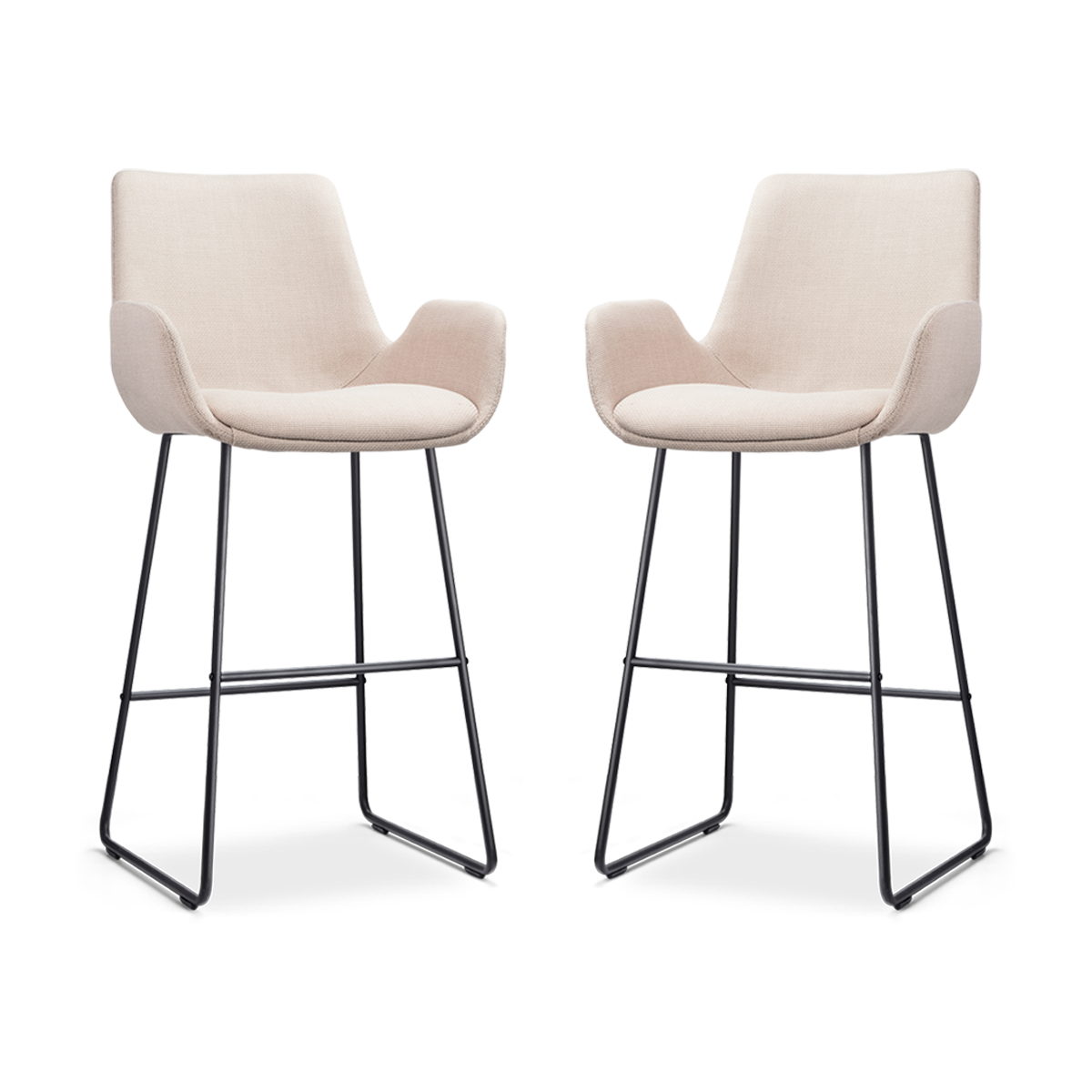 Nolon Nino-Eef barkruk beige - zwart onderstel - 75 cm - set van 2