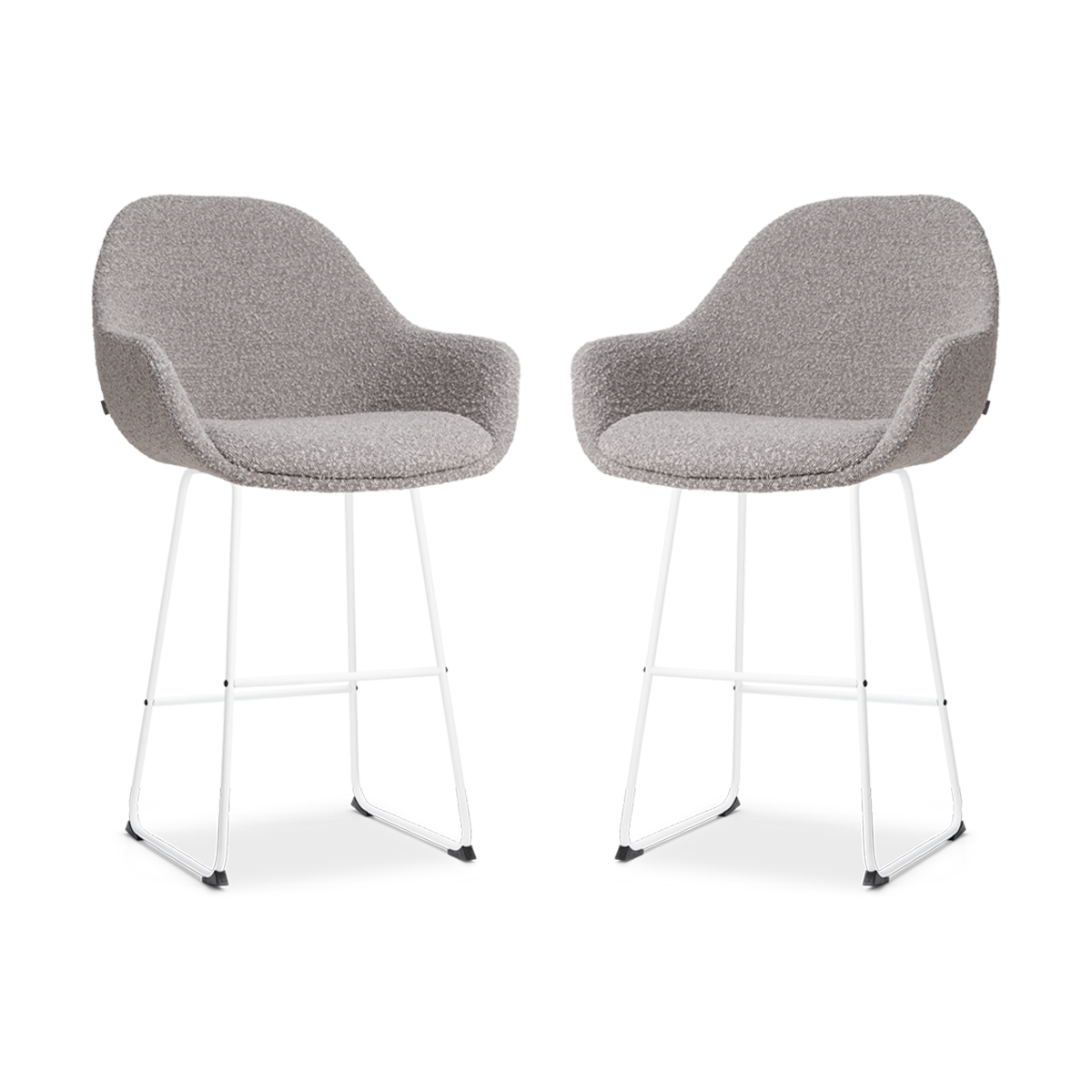 Nolon Nino-Mae barkruk bouclé taupe - wit onderstel - 65 cm - set van 2