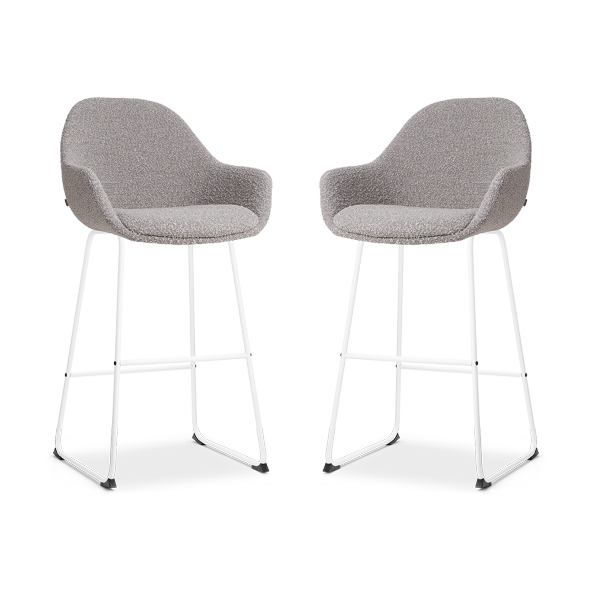 Nolon Nino-Mae barkruk bouclé taupe - wit onderstel - 75 cm - set van 2