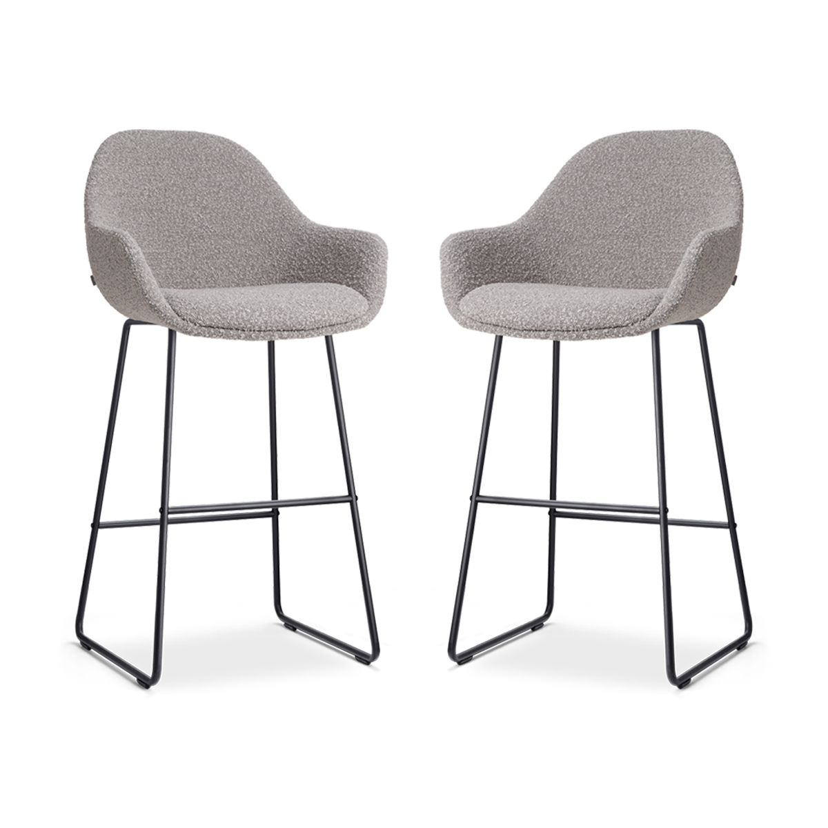Nolon Nino-Mae barkruk bouclé taupe - zwart onderstel - 75 cm - set van 2