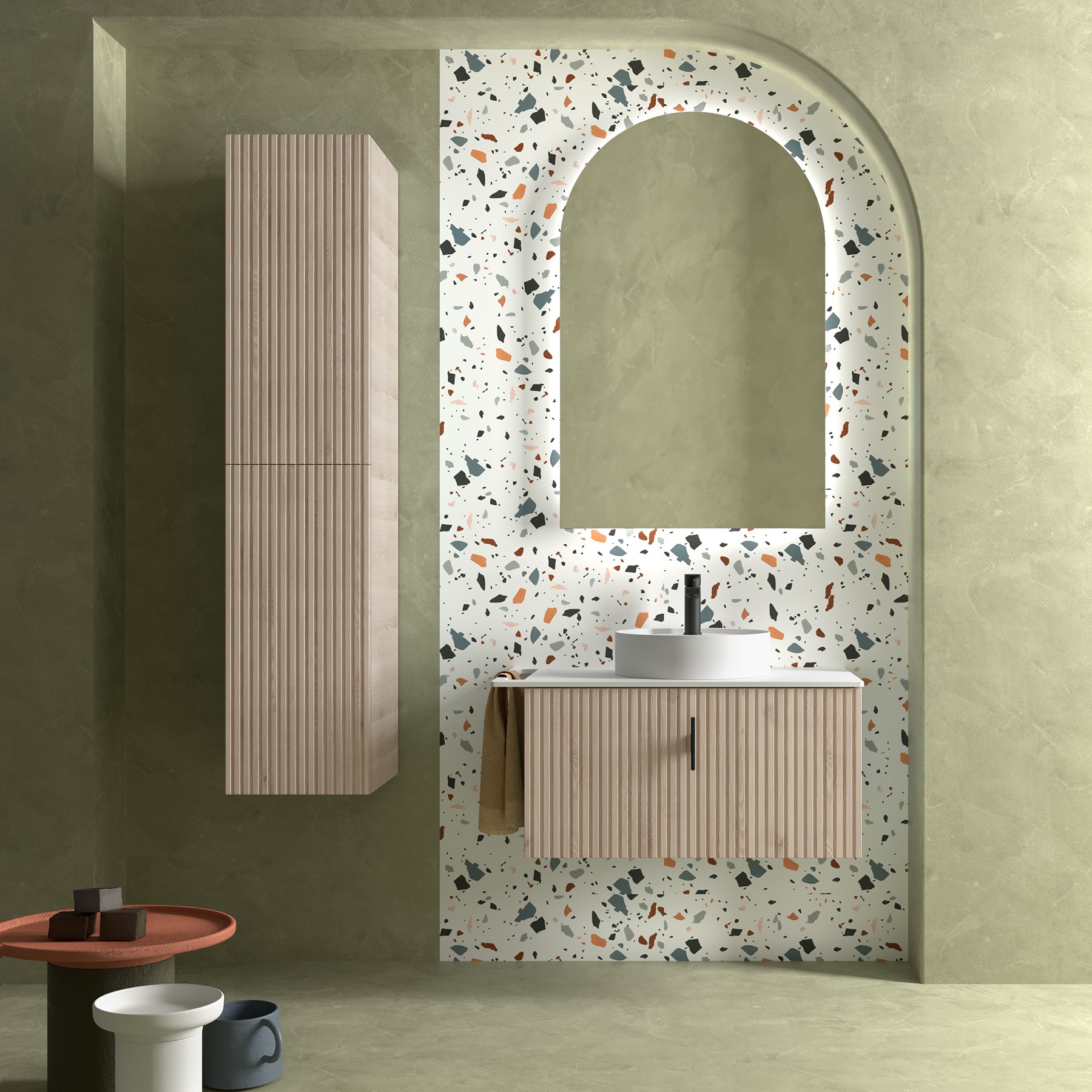 Muebles Raya onderkast ribbelfront 90cm met 1 softclose lade naturel eiken