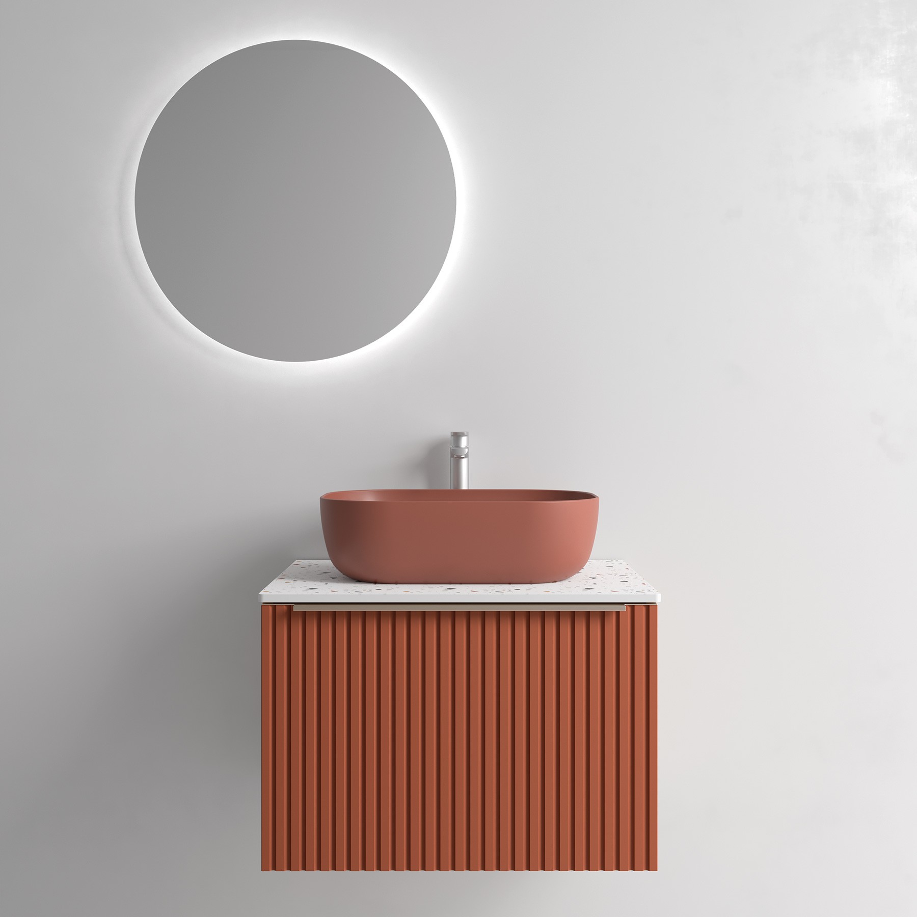 Muebles Raya onderkast ribbelfront 60cm met 1 softclose lade terracotta