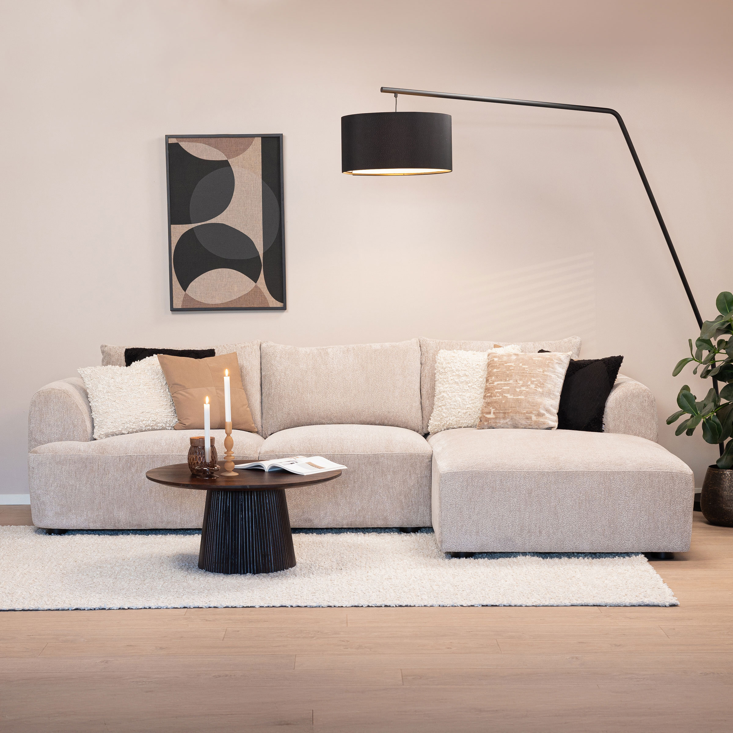 Sohome 2,5-zits Loungebank Richard Rechts, Chenille - Zand