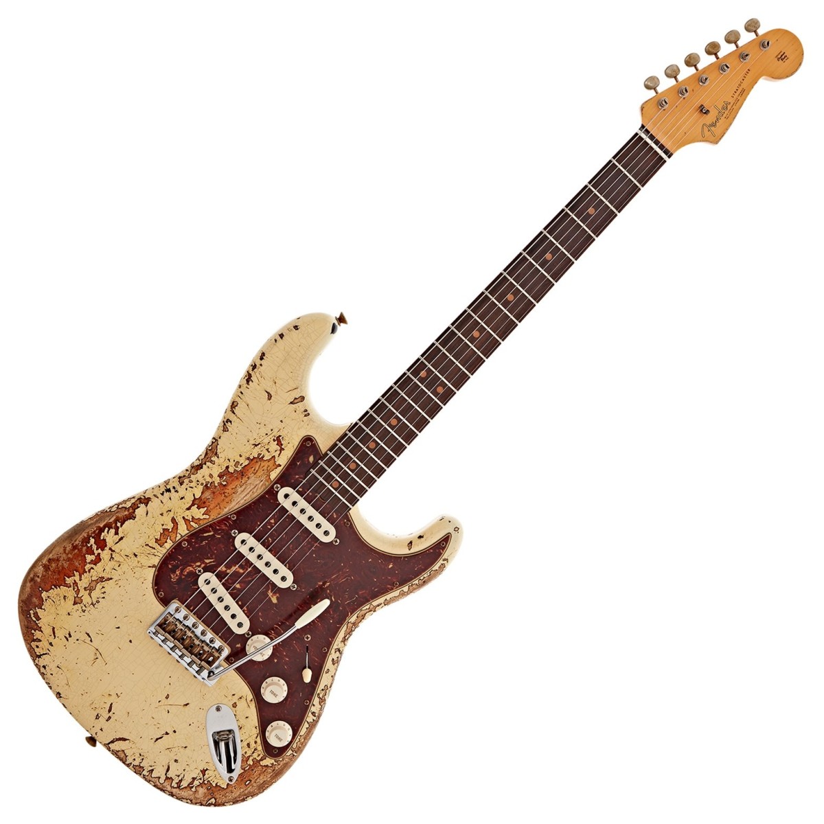 Fender Custom Shop 1963 Stratocaster Super Heavy Relic White over 3 Tone Sunburst