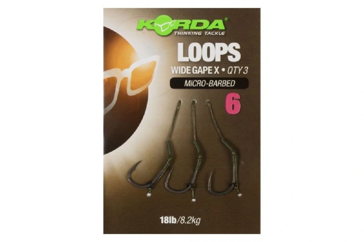 Korda Loop Rigs DF Wide Gape X - 18lb - Maat 8