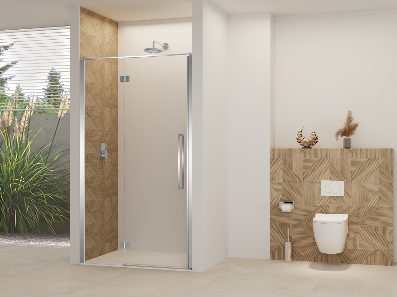 Van Rijn Nisdeur  Products ST07 Aan Vast Deel 140x200 cm 8 mm Helder Glas Incl. Beslag, Greep en Stabilisatiestang Chroom
