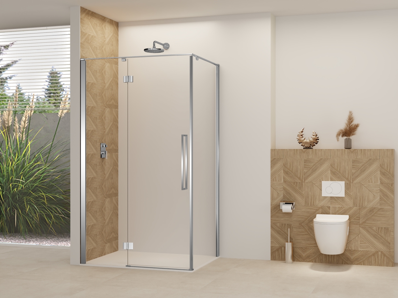 Van Rijn Nisdeur  Products ST07 Voor Hoekcabine 140x200 cm 8 mm Helder Glas Incl. Beslag, Greep en Stabilisatiestang Chroom