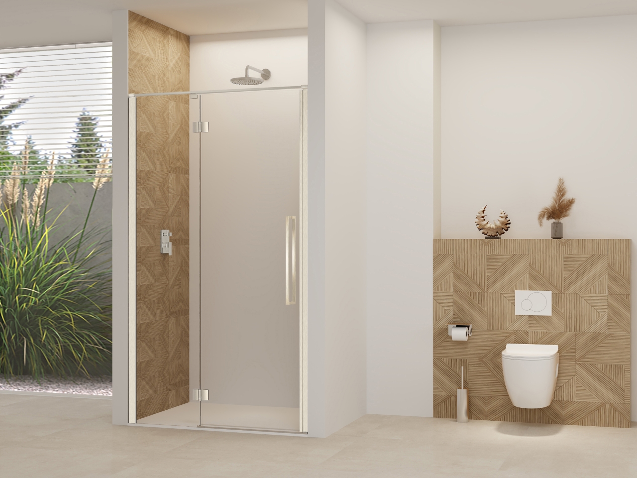 Van Rijn Nisdeur  Products ST07 Aan Vast Deel 120x200 cm 8 mm Helder Glas Incl. Beslag, Greep en Stabilisatiestang Geborsteld RVS