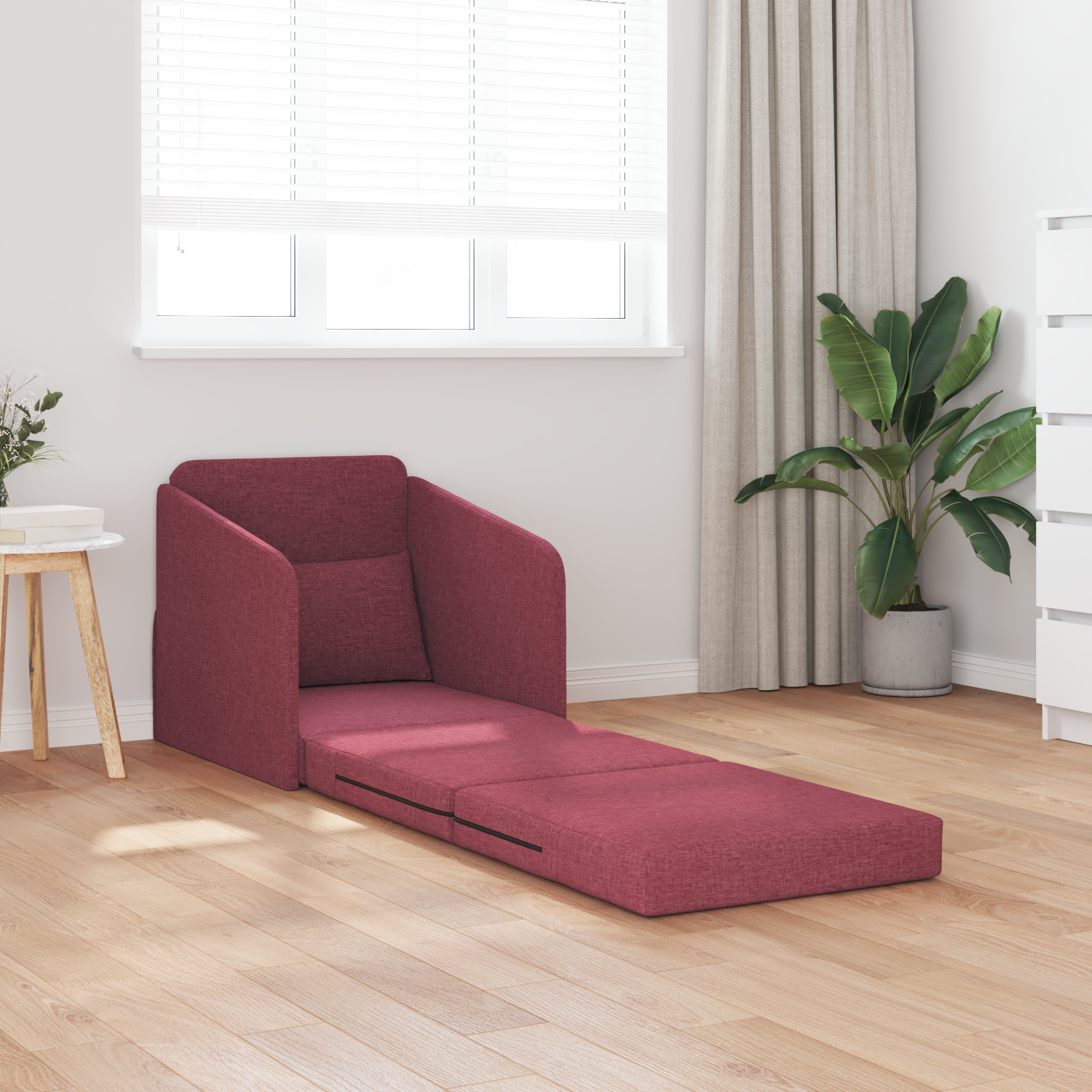 vidaXL Vloersofa Bed 2-in-1 Wijnrood 65x80x83 cm Stof