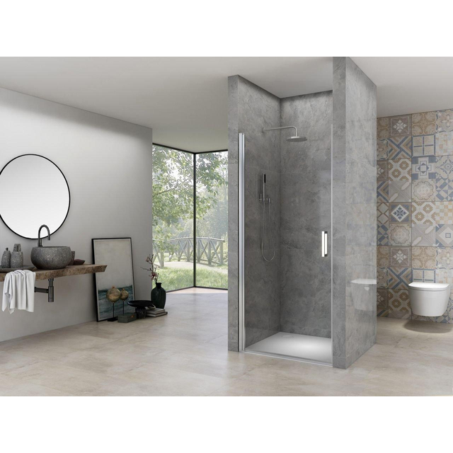 Van Rijn Products ST02 Nisdeur - 98x200cm - helder glas - dikte 6mm - incl. glasbehandeling, - chroom ST02LP10097