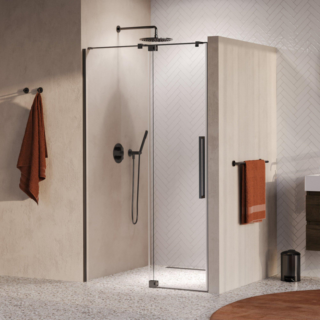 Brauer Stellar Nisdeur - 2-delig - 100x200cm - draaideur - glascoating - omkeerbaar - helder glas - geborsteld koper PVD GS-SRN1H100200GM