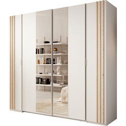 Meubella Kledingkast Franklin - Wit - 220 cm - Met spiegel